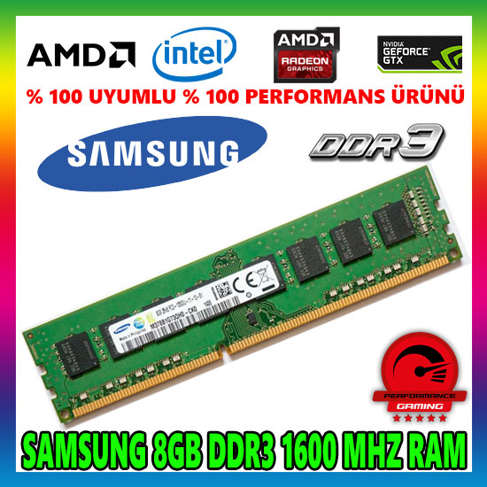 SAMSUNG 8 GB DDR3 1600 MHz Masaüstü PC Bellek RAM SAMSUNG 8 GB DDR3 1600 MHz Masaüstü PC Bellek RAM